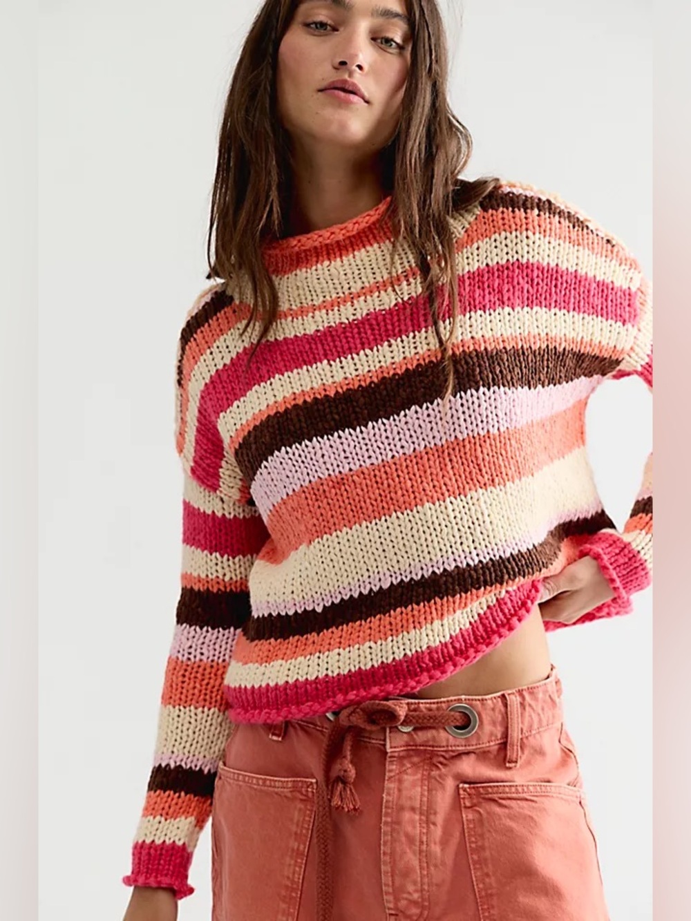 NWT! FP Free People Opal Rollneck Knit Stripe Sweater Sz Small